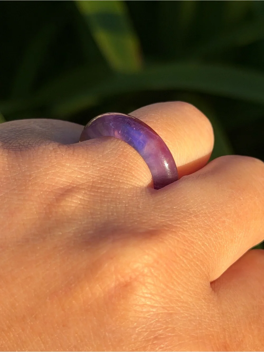 Size 6.25 Translucent Purple Amethyst Dome Ring 2197